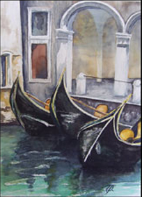 Drei Gondeln in Venedig