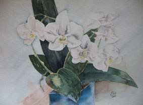 Aquarellbild Orchidee