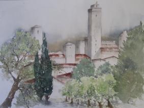 Aquarellbild San Gimignano